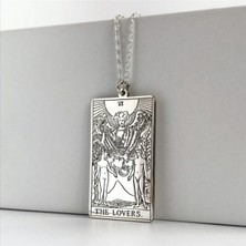 925 Ayar Gümüş Tarot (The Lovers) Aşıklar Kolye