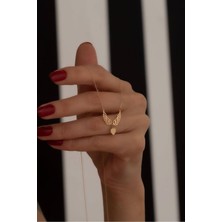 925 Ayar Gümüş Melek Kanadı Kalp Kolye