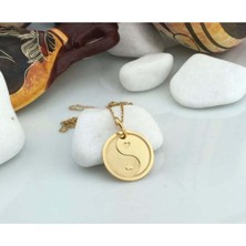 925 Ayar Gümüş Kalp Yin Yang Kolye