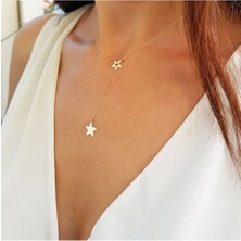 925 Ayar Gümüş Minimal Iç Içe Deniz Yıldızı Kolye