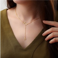 Has Altın Kaplama Sallantılı Ay Yıldız 925K Kolye