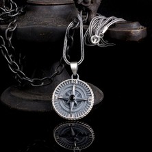 Takı925 925 Ayar Gümüş Yön Pusulası Model Zirkon Taşlı Kolye