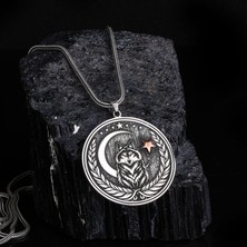 Takı925 925 Ayar Gümüş Ayyıldız Kurt Model Madalyon Kolye