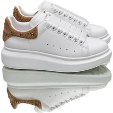 Globalux Mcqueen Women's Sneakers - Sneaker In White/gold Shiny - Alexander Mcq Kadın Sneaker