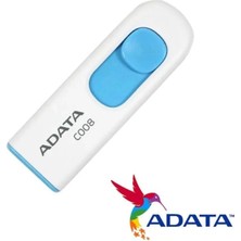 Adata C008 16 GB USB 2.0 Geri Çekilebilir Kapaksız Flash Bellek 16 GB Beyaz