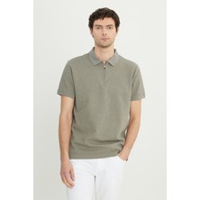Altınyıldız Classics Pamuklu Slim Fit Dar Kesim Fermuarlı Yaka Jakarlı Esnek Tişört