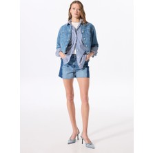 Fabrika Normal Bel Basic Indigo Kadın Denim Şort F5SL-SHT0337