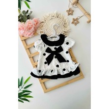 Miniğimin Cicileri Fiyonk Desenli Puantiyeli Kız bebe elbise - Siyah