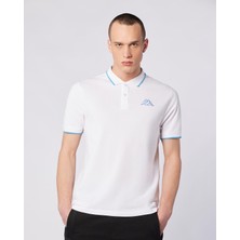 Flu Tur Erkek Beyaz-Mavi Regular Fit Polo Yaka Tişört