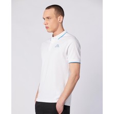 Flu Tur Erkek Beyaz-Mavi Regular Fit Polo Yaka Tişört