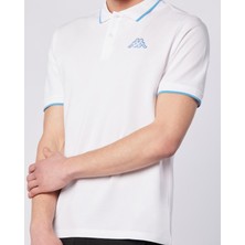 Flu Tur Erkek Beyaz-Mavi Regular Fit Polo Yaka Tişört