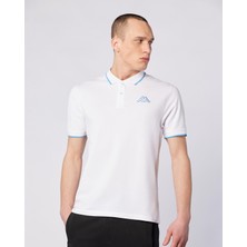 Flu Tur Erkek Beyaz-Mavi Regular Fit Polo Yaka Tişört