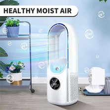 Elektrikli USB Çok Fonksiyonlu Yapraksız Fan Ev Masaüstü Nemlendirme Fanı Zamanlama Klima Fanı (Yurt Dışından)