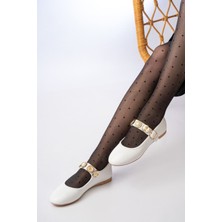 İnfon Ayakkabı Marketi İNF-6363 Beyaz Baret Tokalı Günlük Bayan Ayakkabı