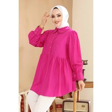 Bebe Yaka Fuşya Tesettür Tunik 40691FU