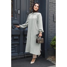Düğmeli Gri Tesettür Tunik 41401GR
