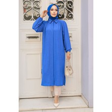 Düğmeli Indigo Mavisi Tesettür Tunik 41401IM