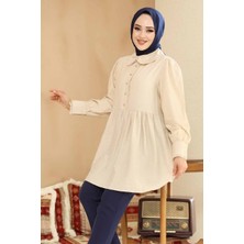 Bebe Yaka Bej Tesettür Tunik 40691BEJ