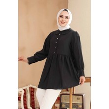 Bebe Yaka Siyah Tesettür Tunik 40691S