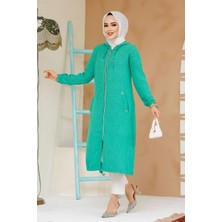 Fermuarlı Yeşil Tesettür Kap 70792Y