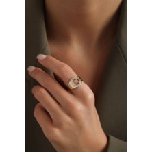 Sembol Gold Harf Yüzük 14 Ayar  -C-
