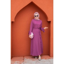 Anvelop Bağlamalı Etek Bluz Takım-Mor