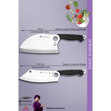 SÜRMENOX Sürmene Serisi Mutfak Kamp Şef Bıçak Seti Et Ekmek Salata Kamp Şef Bıçağı Siyah 2'li Set ( MFT-035 )
