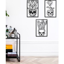 Soi Dekor Memento Mori Kuru Kafalar 3'lü Set Metal Duvar Tablosu