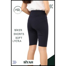 Siyah Biker Şort Yüksek Bel Iç Göstermez Esnek Yumuşak  Likralı Soft Biker Basics HB4070