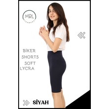 Siyah Biker Şort Yüksek Bel Iç Göstermez Esnek Yumuşak  Likralı Soft Biker Basics HB4070