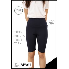 Siyah Biker Şort Yüksek Bel Iç Göstermez Esnek Yumuşak  Likralı Soft Biker Basics HB4070