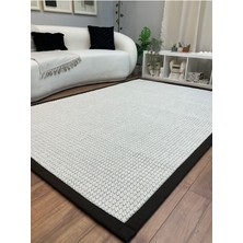 Saraz Halı Kumaş Bordür Bej Bukle Siyah Bordür  Halı Salon Koridor Mutfak Çocuk Odası Halısı  Kilim S263