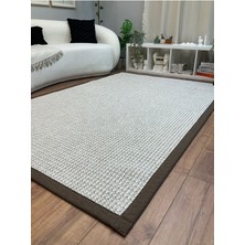 Saraz Halı Kumaş Bordür Bej Bukle Siyah Bordür  Halı Salon Koridor Mutfak Çocuk Odası Halısı  Kilim S263