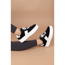 Getcho Hampton Kadın Siyah Beyaz Spor Ayakkabı BNI-11241