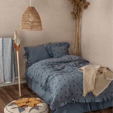 Ecocotton Mirela Bebek Nevresim Takımı %100 Organik Pamuk Müslin Nakışlı Lacivert 100X150 cm