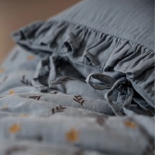 Ecocotton Mirela Bebek Nevresim Takımı %100 Organik Pamuk Müslin Nakışlı Lacivert 100X150 cm