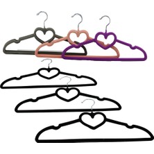 Mcreative 3pcs Renkli Kadife Kaplı - Kalpli  Plastik Askı  Metal Uçlu