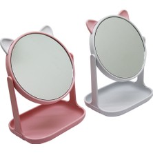6 Inç  - Plastik Yuvarlak - Kulaklı Organizerli Makyaj Aynası