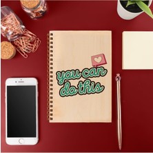 Mcreative You Can Do This Tasarımlı 8 cm x 12 cm Ölçülerinde Çizgisiz 48 Yaprak Ahşap Kapaklı Defter