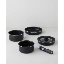 Home Clickease Alüminyum 5 Parça Tencere ve Tava Seti Siyah