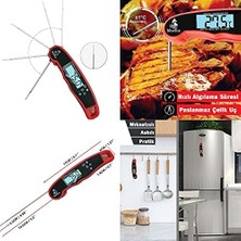 Mcreative Dijital Hızlı Okunan Mutfak Termometresi - Mıknatıslı, Katlanabilir, Arkadan Aydınlatmalı LCD Ekran, 240° Dönebilen Prob, -50°C~300°C Aralığı