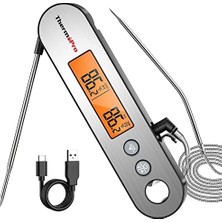 Mcreative TP610 Dijital Et Termometresi, Yemek Pişirmek Için, Şarj Edilebilir, Anında Okunan Gıda Termometresi, Döner LCD Ekranlı, Su Geçirmez Pişirme Termometresi, Izgara, Tütsüleyici, Mangal, Fırın