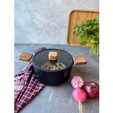 Bien Black Indüksiyonlu 18 cm Tencere Akasya Ağacı Sap ve Kulplu