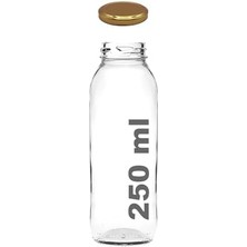 Mcreative 250 ml Metal Kapaklı Meyve Suyu, Meşrubat, Limonata Şişesi 250 cc Cam Şişe 6 Adet (Altın/gold)