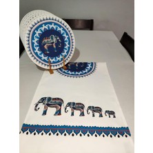 Etnik Fil Desenli Runner, 6'lı Supla Set