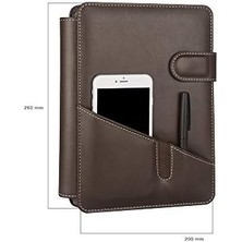 Mcreative 5285 Ajanda Tarihsiz Kareli 17X24 Ajanda Defter 160 Yaprak Ivory Kağıt Suni Deri Telefon Kılıflı Mekanizmalı Hesap Makineli Organizer, Kahverengi