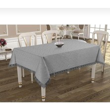 Tekstil Dantelli Leke Tutmayan Dertsiz Kumaş Masa Örtüsü Gri 160 x 220 BYZT239