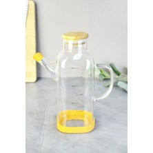 Mcreative 800 ml Bambu Kapaklı Borosilikat Cam Kare Yağlık