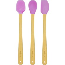 Mcreative Indigo 3'lü Pembe Bambu Silikon Spatula Seti Uzun 26  cm  VLT1508