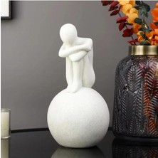 Mcreative Beyaz Heykel - Düşünen Figür Sanat Dekoru, Ev Dekorasyonu Için Minimalist Heykel